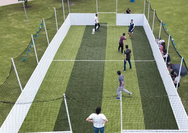 Estructura y mallas de seguridad de la cancha portátil 3vs3.